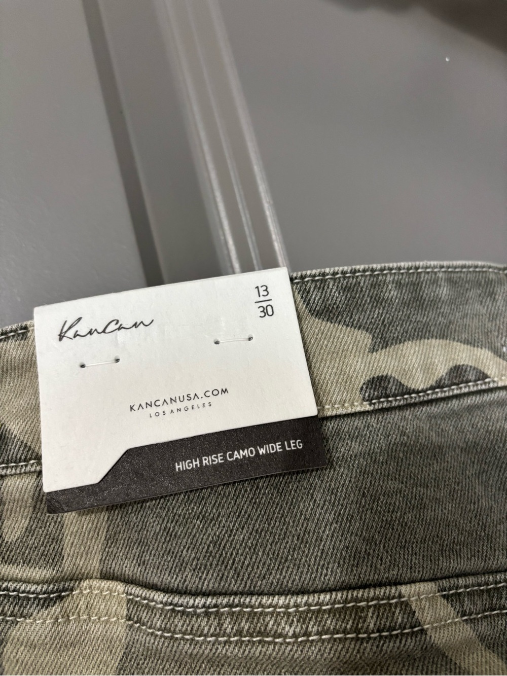 KanCan Camo Wide Leg Jeans in Olive Green and Tan - Picture 5 of 5